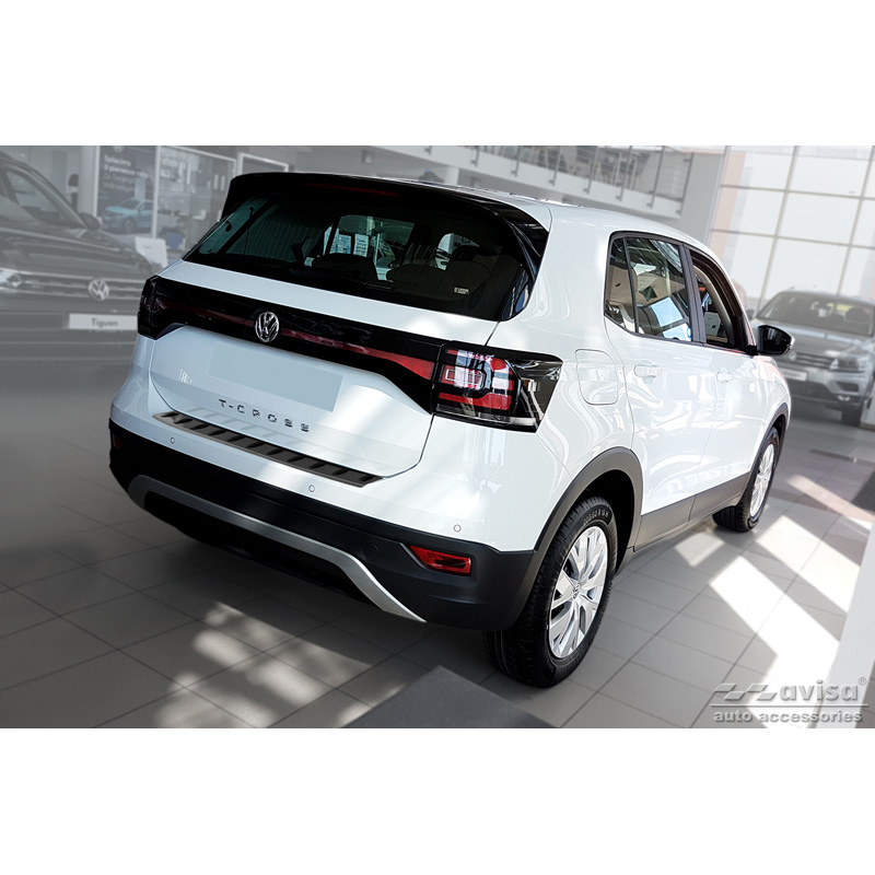 Protection de seuil arrière inox noir sur mesure pour Volkswagen T-Cross 2019-2024 & FL 2024- 'STRONG EDITION'