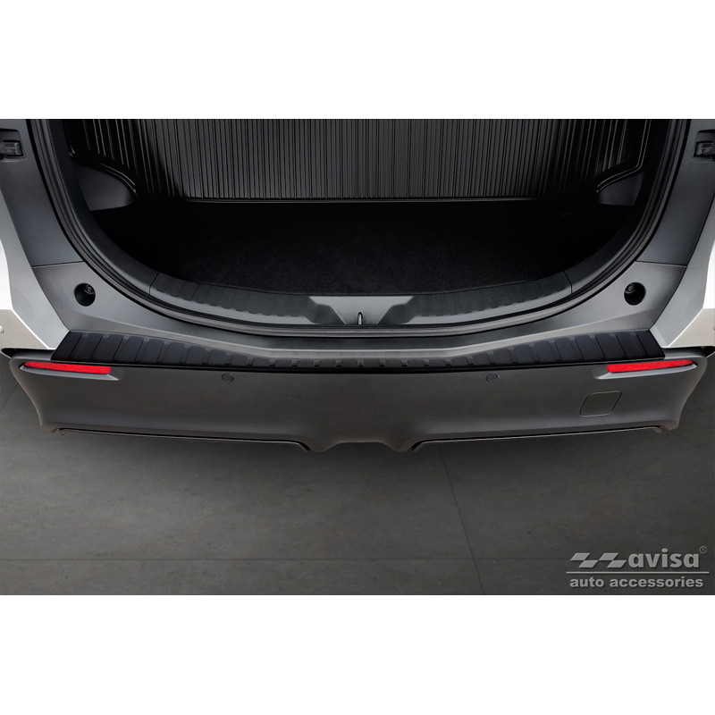 Protection de seuil arrière inox noir mat sur mesure pour Toyota bZ4X 2021- & Subaru Solterra 2022- 'Ribs'