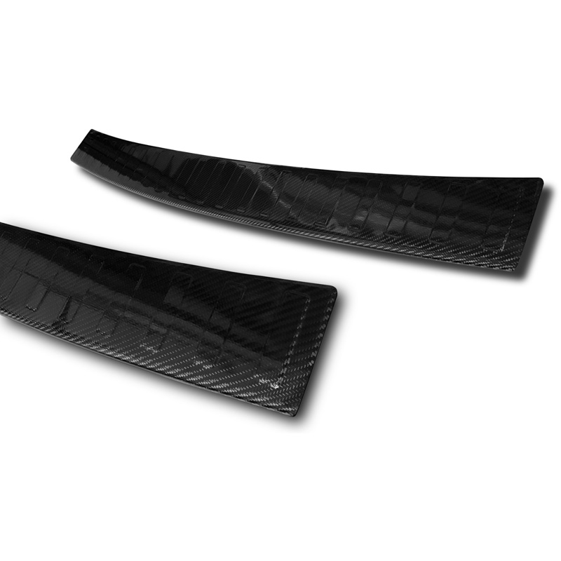 Protection de seuil arrière carboné 3D sur mesure pour Volkswagen Transporter T6 2015- (avec hayon arrière) 'Ribs'