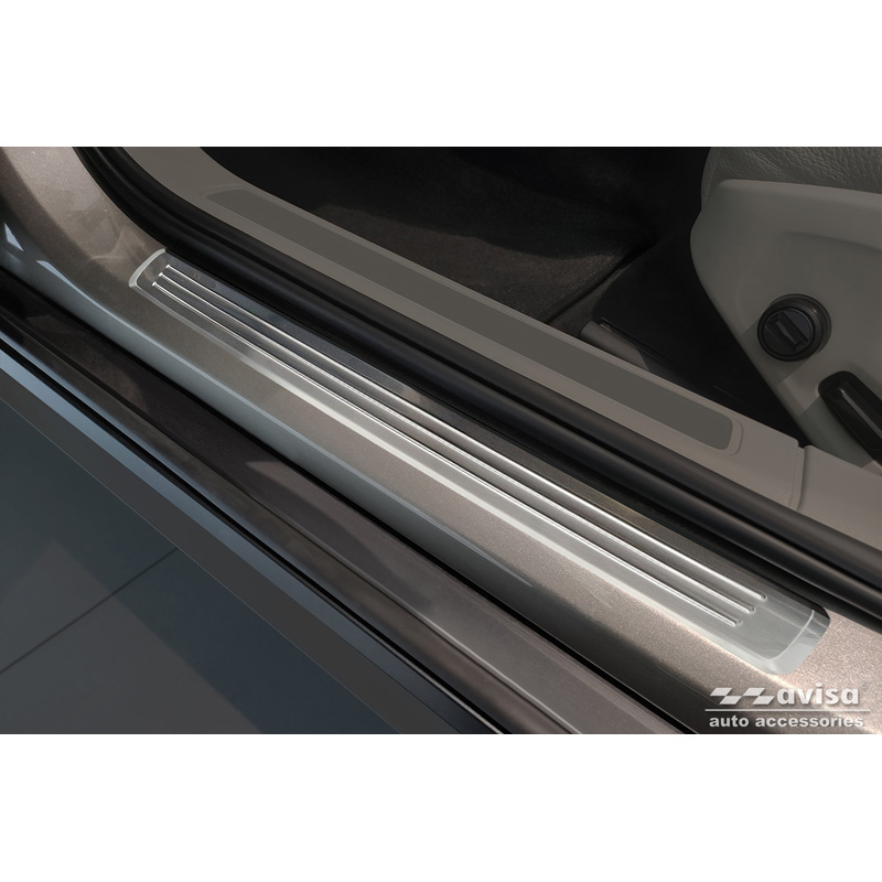 Seuils de portes inoxydable sur mesure pour Volvo V90 & V90 Cross Country 2016- - 'Lines' - 4-pièces