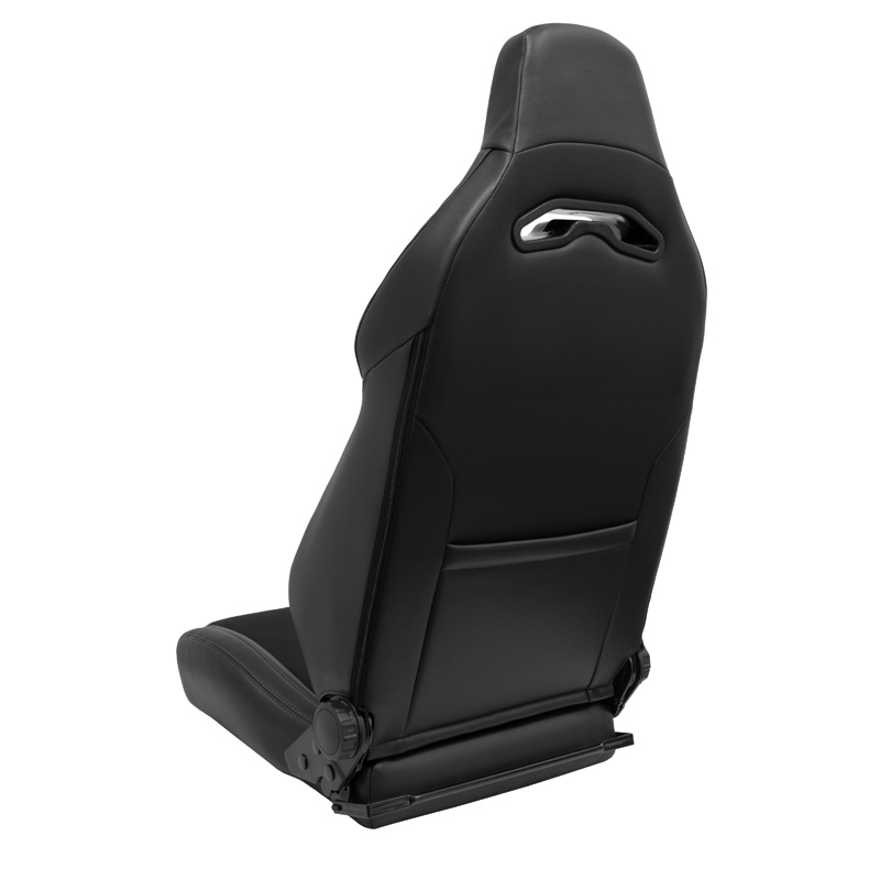 Siège baquet 'VGR Premium' - Cuir & Alcantara Noir + Surpiqûres argent - Dossier réglable - incl. glissières
