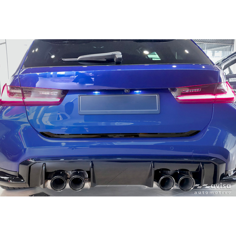 Avisa Moulure de hayon en Inox Noir Chrome sur mesure pour BMW Série 3 Touring (G21) M-Sport Facelift 2022-