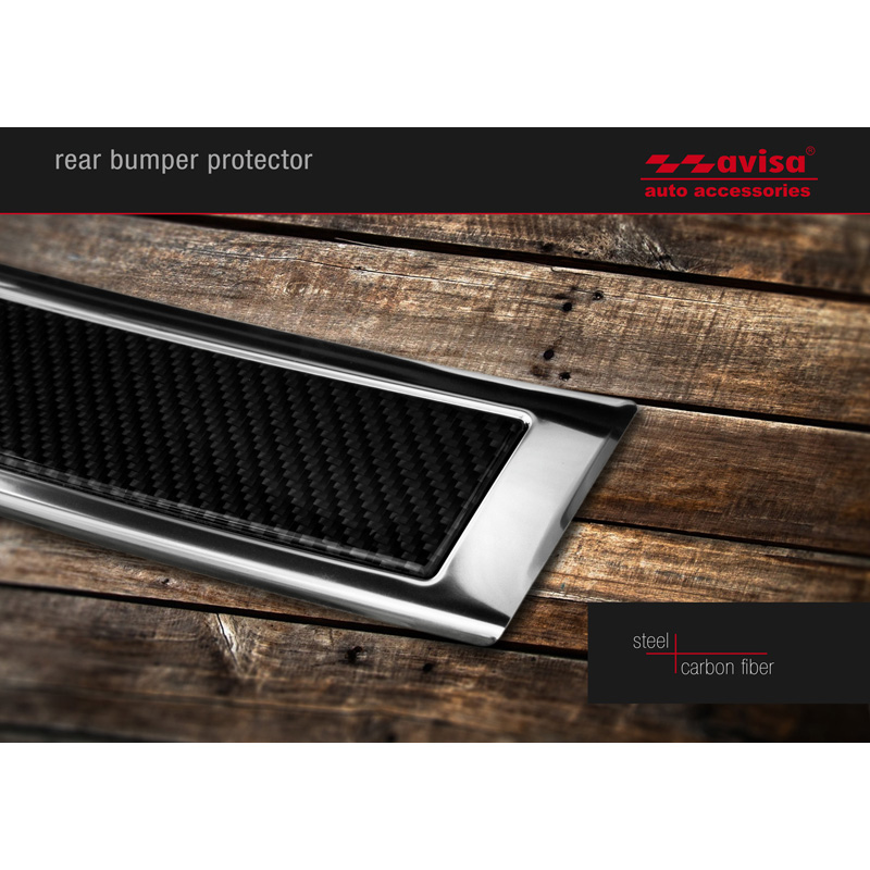 Protection de seuil arrière inox 'Deluxe' sur mesure pour Mazda CX5 2012-2017 Chromé/Carboné noir