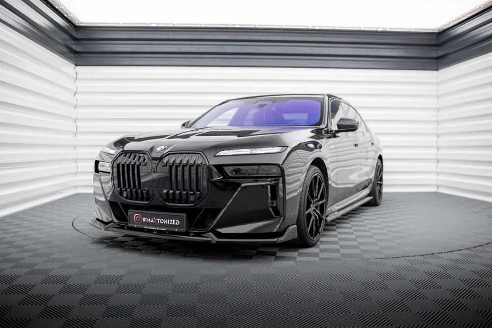 Voorspoiler V.2 BMW 7 Serie G70 M Pakket & M760E Maxton Glans Zwart