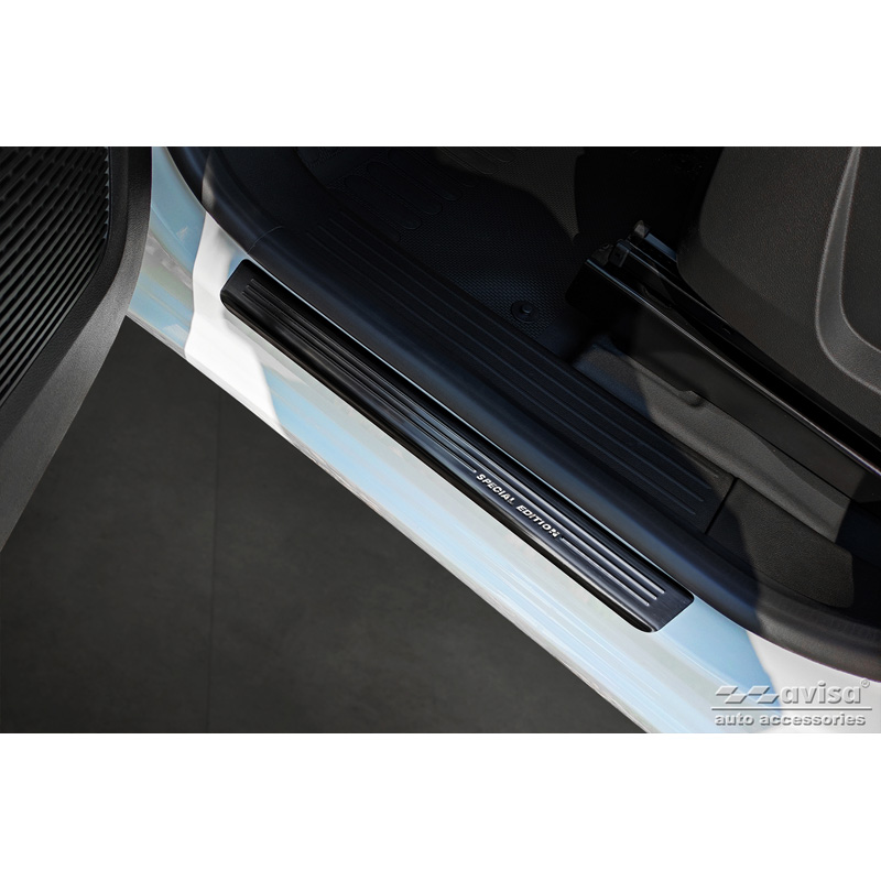 Seuils de portes inox noir sur mesure pour Renault Kangoo III Furgon & Nissan Townstar & Mercedes Citan 2021- - 'Special Edition' - 4-pièces