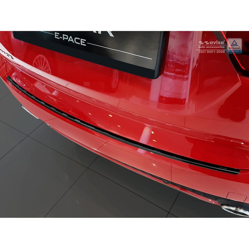 Protection de seuil arrière inox noir sur mesure pour Jaguar E-Pace 2017-2020 & FL 2020- 'Ribs'