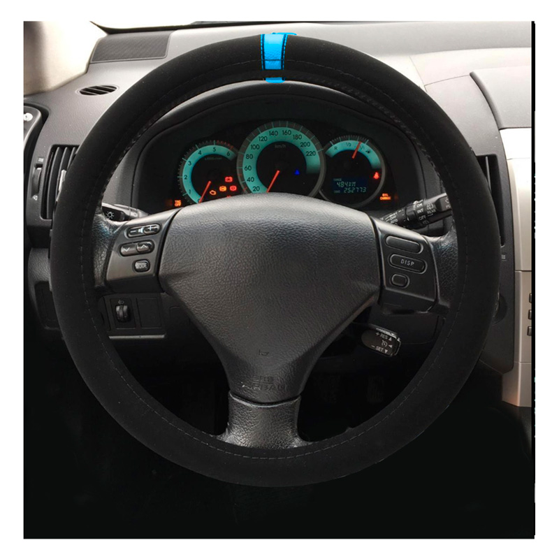 Simoni Racing Couvre-Volant Carrera Look - Microfibre Noir + Marquage bleue - 37-39cm