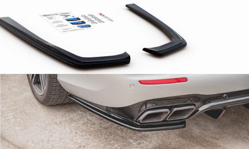 Achter zijskirts Mercedes E63 AMG Estate W213 Maxton Design glans zwart