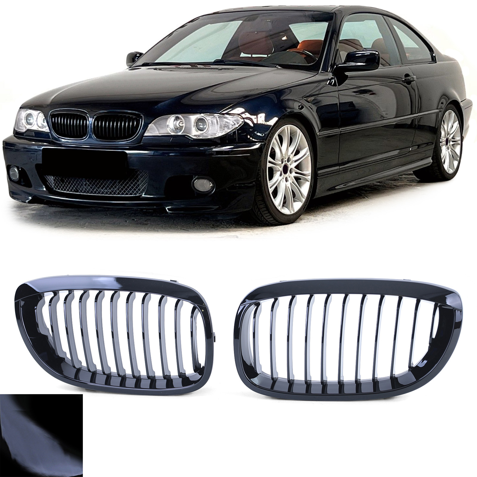 Grill zwart ribben BMW E46 coupe/cabrio
