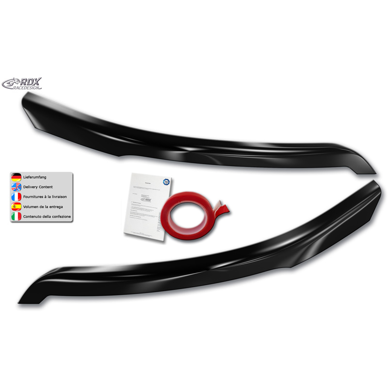 RDX Racedesign Spoilers de phares sur mesure pour Ford Transit (Phares au xénon et halogènes noirs) 2014- (ABS Noir Brillant)