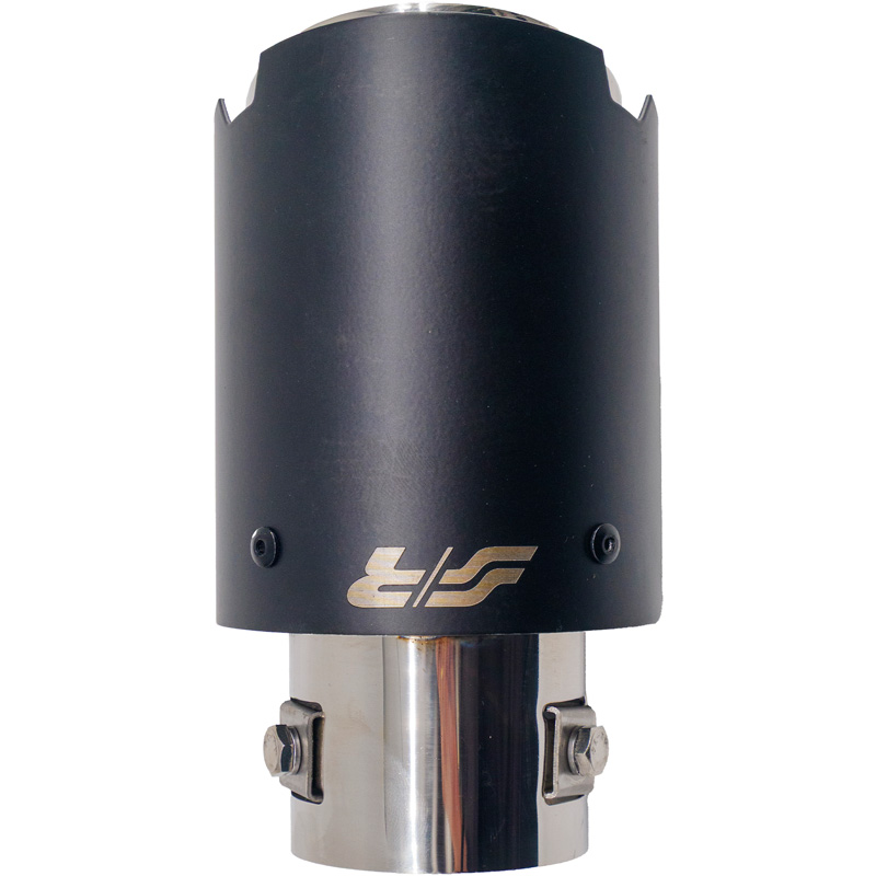 Simoni Racing Embout d'Échappement Rond/Oblique Noir-mattes+Inox - Ø89xL152mm - Montage ->35-62mm