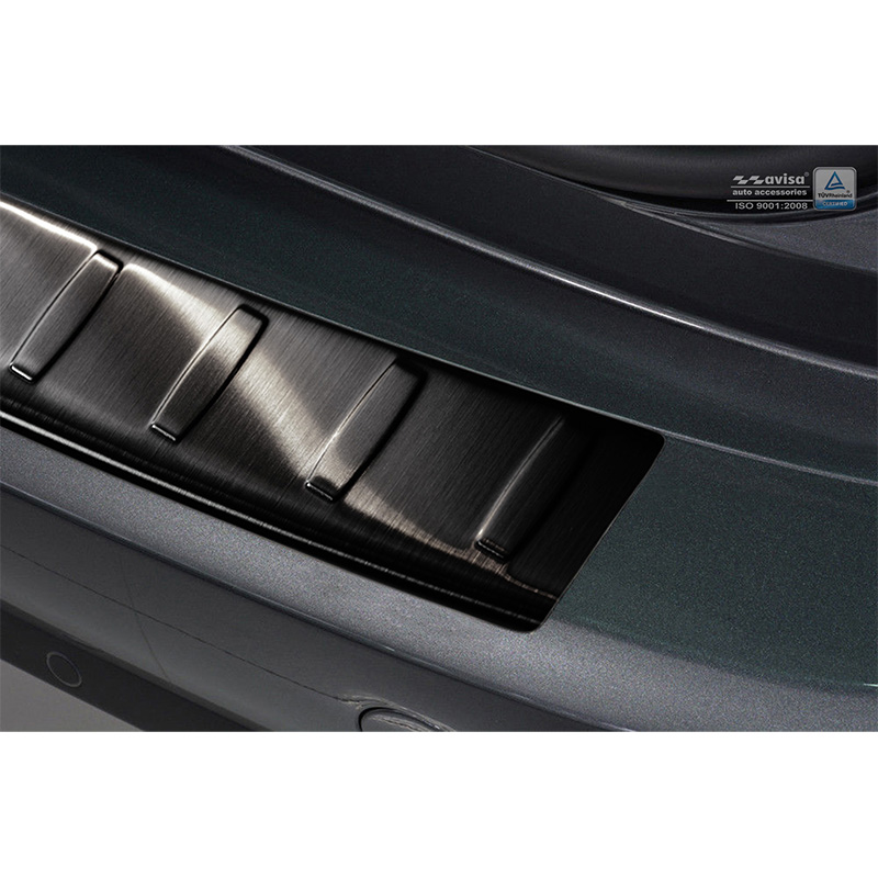 Protection de seuil arrière inox noir sur mesure pour Citroën C4 Picasso 2013- & C4 Spacetourer 2018- 'Ribs'