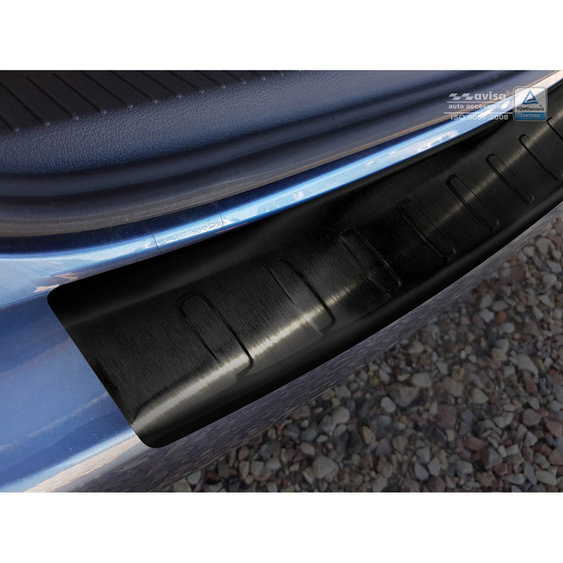 Protection de seuil arrière inox noir sur mesure pour Volkswagen Touran II 2010-2015 'Ribs'