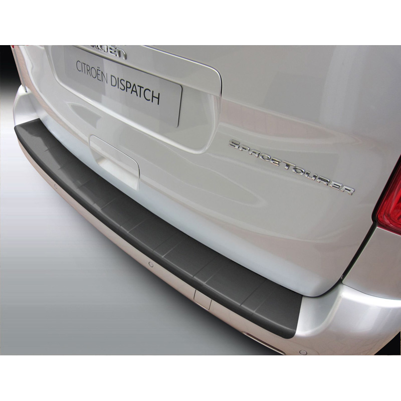 Protection de seuil arrière (ABS) sur mesure pour Citroën Jumpy (Dispatch) & Spacetourer / Peugeot Expert & Traveller / Toyota Proace 9/2016- & Opel Vivaro / Zafira Life 2019- & Fiat Scudo 2022- Noir 'Ribbed'