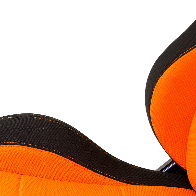 Siège baquet 'Eco' - Noir/Orange - Dossier réglable - incl. glissières