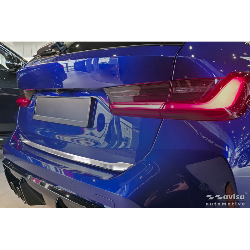 Avisa Revêtement d'habillage du hayon du coffre inox brossé sur mesure pour BMW Série 3 Touring (G21) M-Sport Facelift 2022-