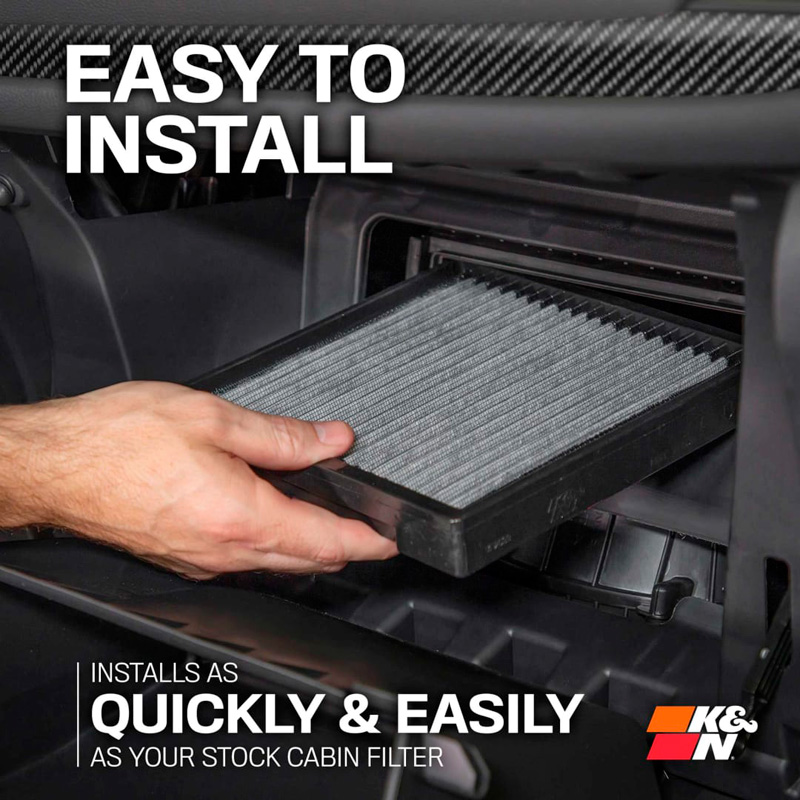 K&N Filtre à Air d'Habitacle sur mesure pour Audi A4 / A5 / A6 / A7 / A8 / Q5 / Q6 / Q7 / Q8 (y compris les versions S, RS, Quattro, Avant et Sportback) (VF3027)