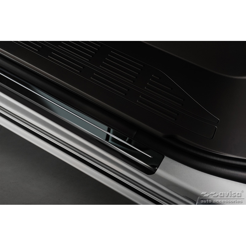 Seuils de portes inoxydable noir luisant sur mesure pour Volkswagen Multivan T7 2021- 'Hybrid' - 4-pièces