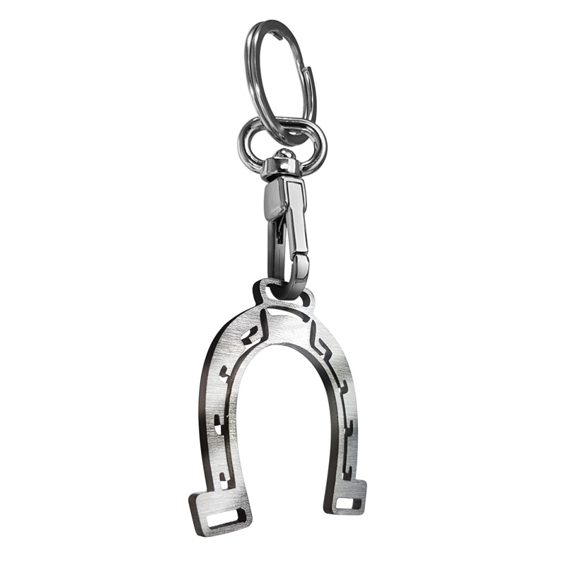 Porte-clés en acier inoxydable - 'Fer à cheval' (Argent)