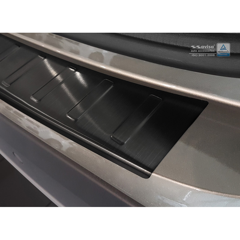 Protection de seuil arrière inox noir sur mesure pour BMW X1 E84 2012-2015 'Ribs' excl. M-paquet