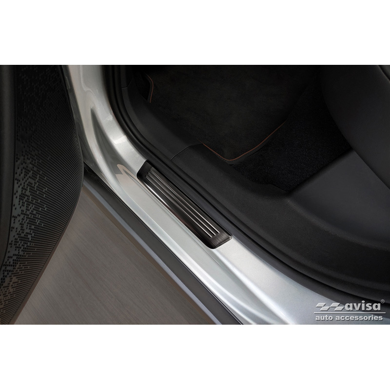 Seuils de portes inoxydable noir sur mesure pourSkoda Enyaq iV 2020- - 'Special Edition' - 4-pièces
