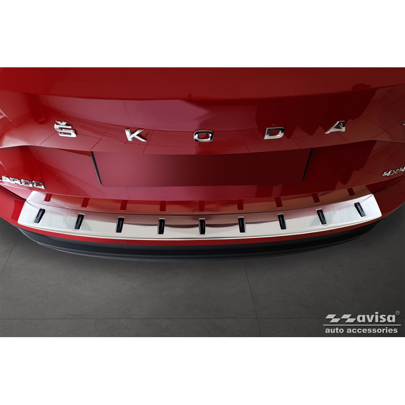 Protection de seuil arrière inox sur mesure pour Skoda Karoq (NU7) Facelift incl. Sportline 2022- 'STRONG EDITION'