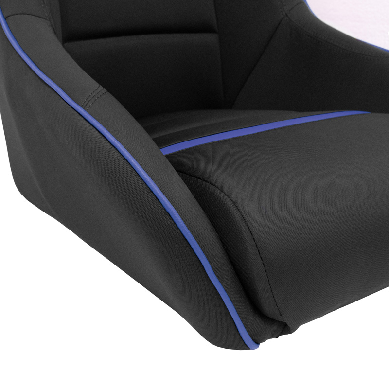 Siège baquet 'Classic RS' - Noir/Bleu - Dossier fixe + Appuie-tête intégré - incl. glissières