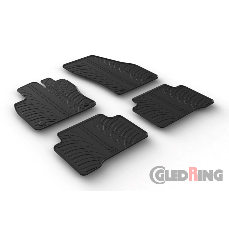 Set tapis de caoutchouc sur mesure pour Volkswagen Touran 2015- (Boîte manuelle) (T profil 4-pièces + clips de montage)