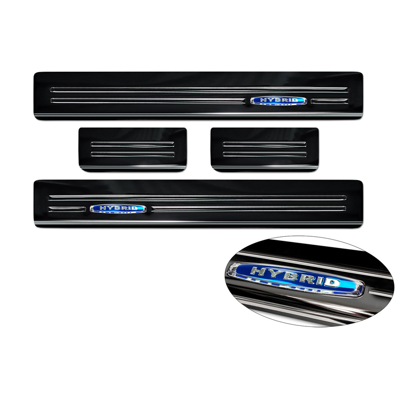 Seuils de portes inoxydable noir sur mesure pour Ford Mondeo V Turnier 2014-2019 & Facelift 2019- 'Hybrid' - 4-pièces