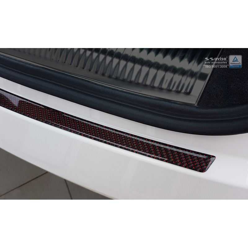 Protection de seuil arrière carboné sur mesure pour Audi Q3 2011-2015 & 2015- Carboné noir-rouge