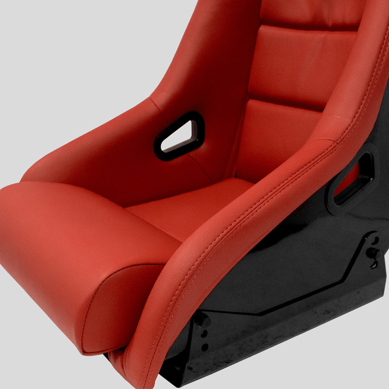 Siège baquet 'BS1' - Simili Cuir Rouge - Dossier fixe en polyester - incl. glissières