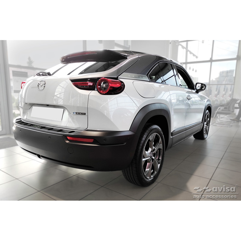 Protection de seuil arrière inox noir sur mesure pour Mazda MX-30 2020- 'STRONG EDITION'
