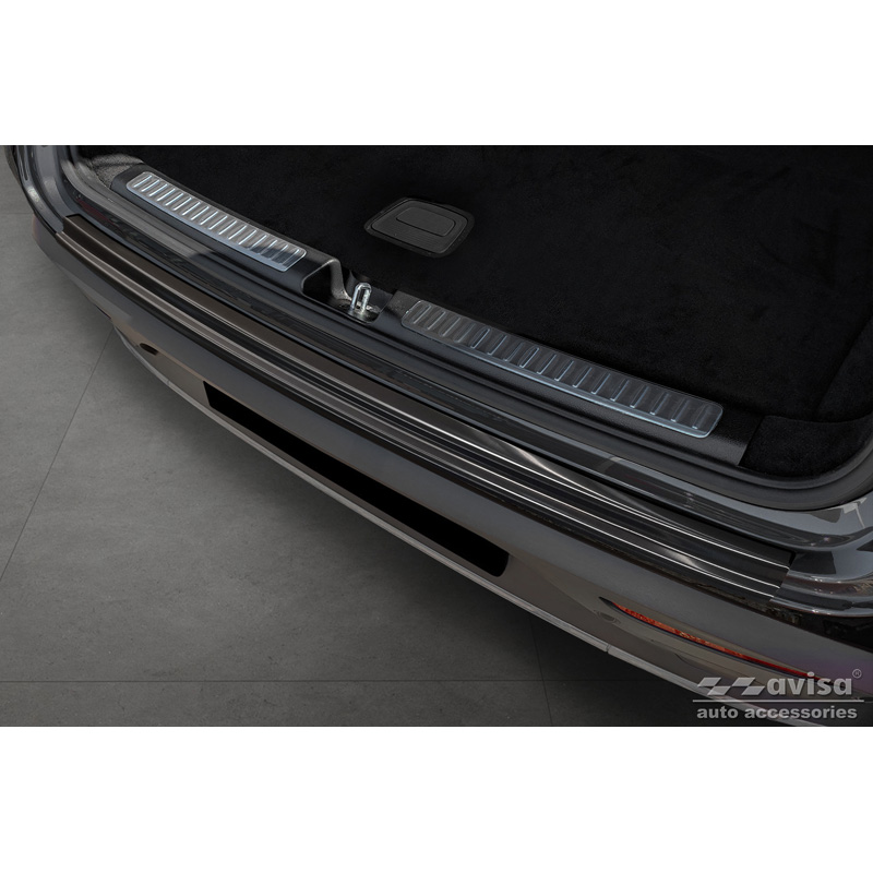 Protection de seuil arrière inox noir sur mesure pour Mercedes EQC (N293) 2019- 'Ribs'