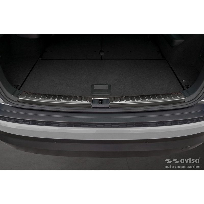 Protection de seuil arrière d'intérieur inox noir sur mesure pour Skoda Kodiaq 2017-2021 & Facelift 2021-2024 'Ribs'