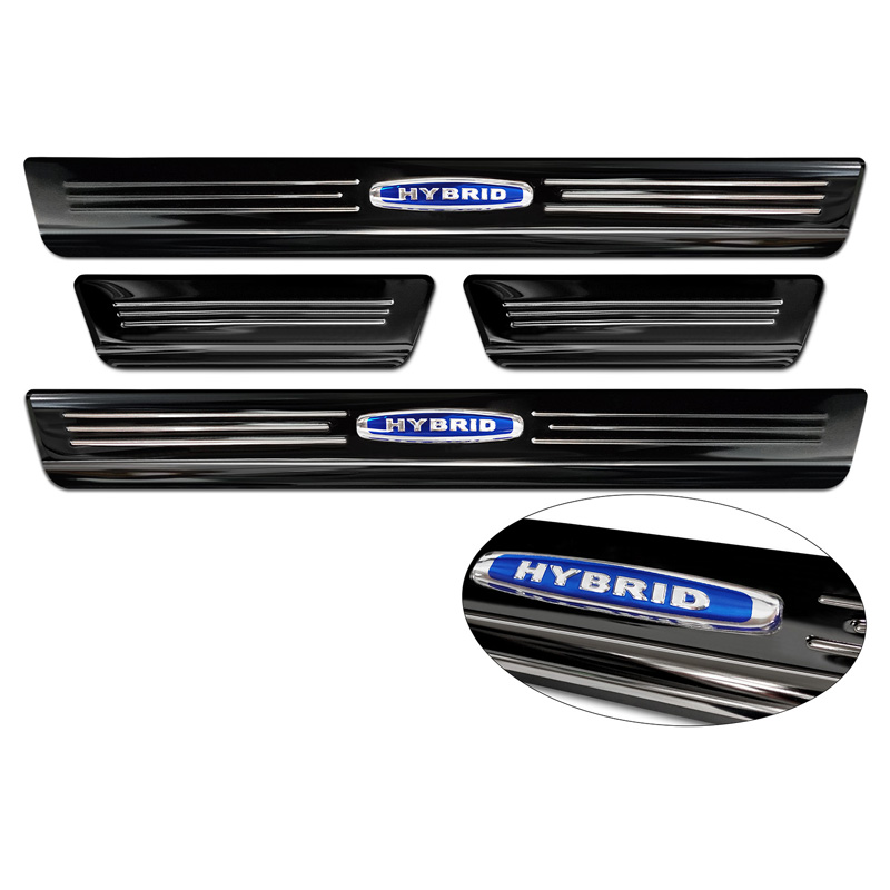 Seuils de portes inoxydable noir sur mesure pour Renault Austral (RHN) 2022- 'Hybrid' - 2-pièces