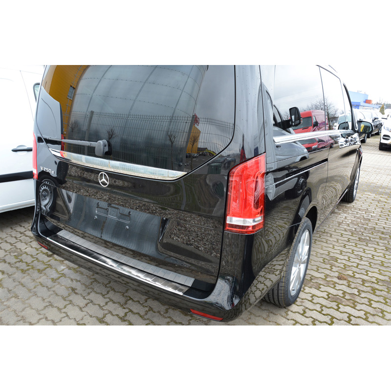 Protection de seuil arrière inox sur mesure pour Mercedes Vito & Classe-V 2014-2019 & Facelift 2019- 'Ribs'