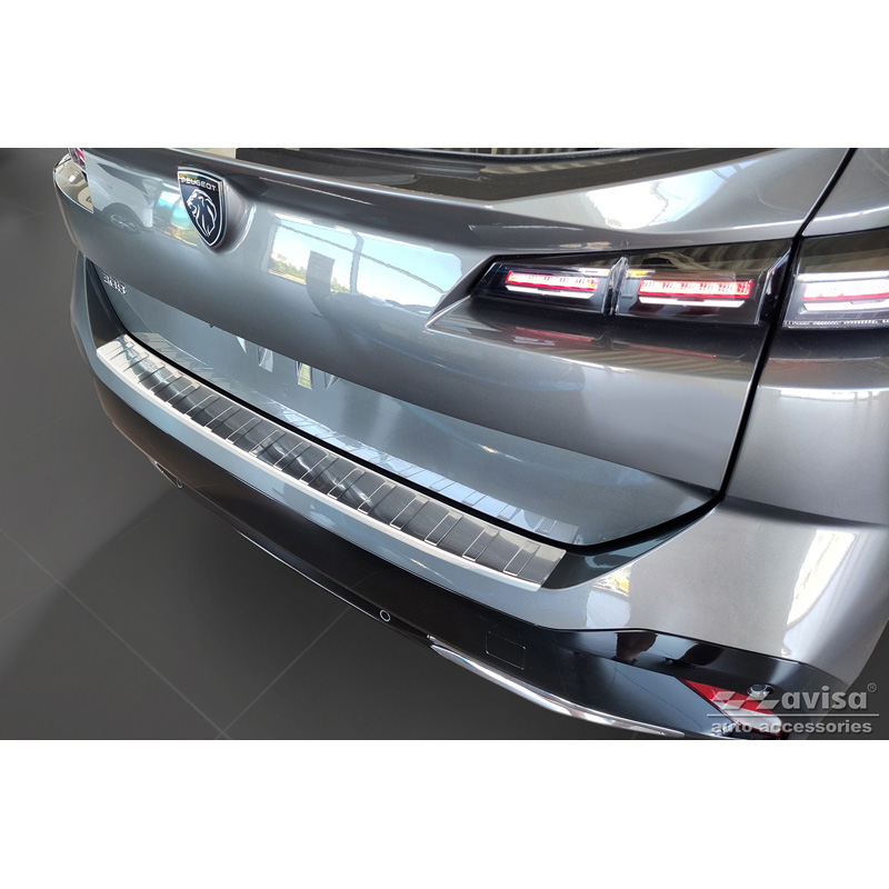 Protection de seuil arrière inox sur mesure pour Peugeot 308 III SW 2021- 'Ribs'