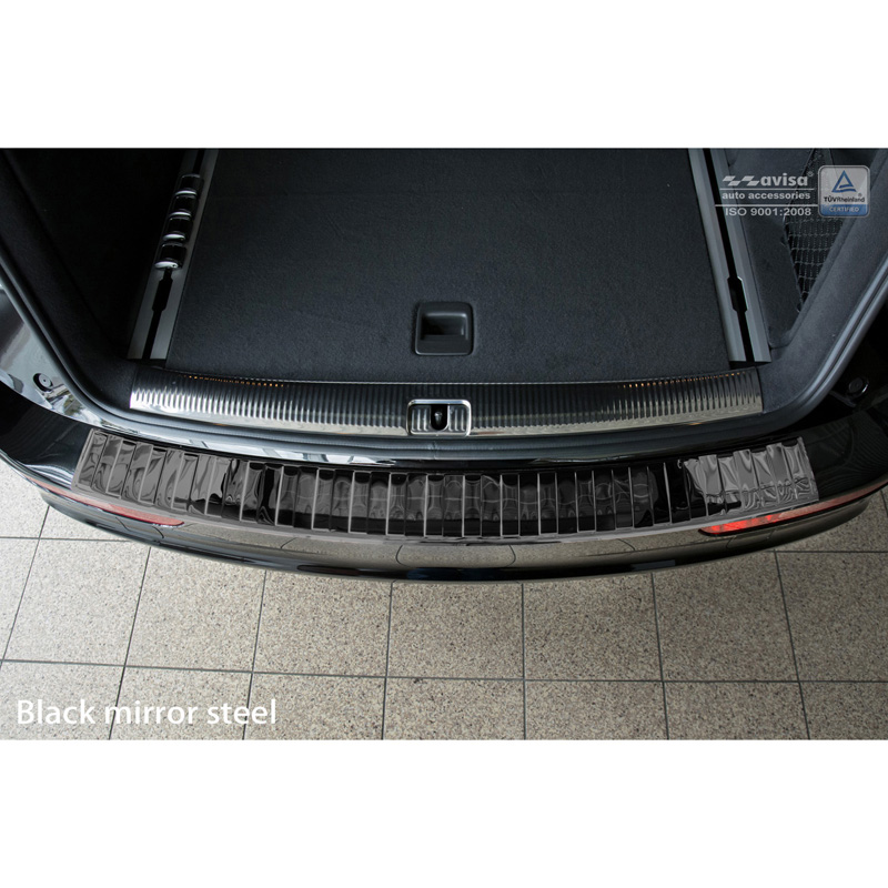 Protection de seuil arrière inox Noir-Chromé sur mesure pour Audi Q5 2008-2012 & 2012- 'Ribs'