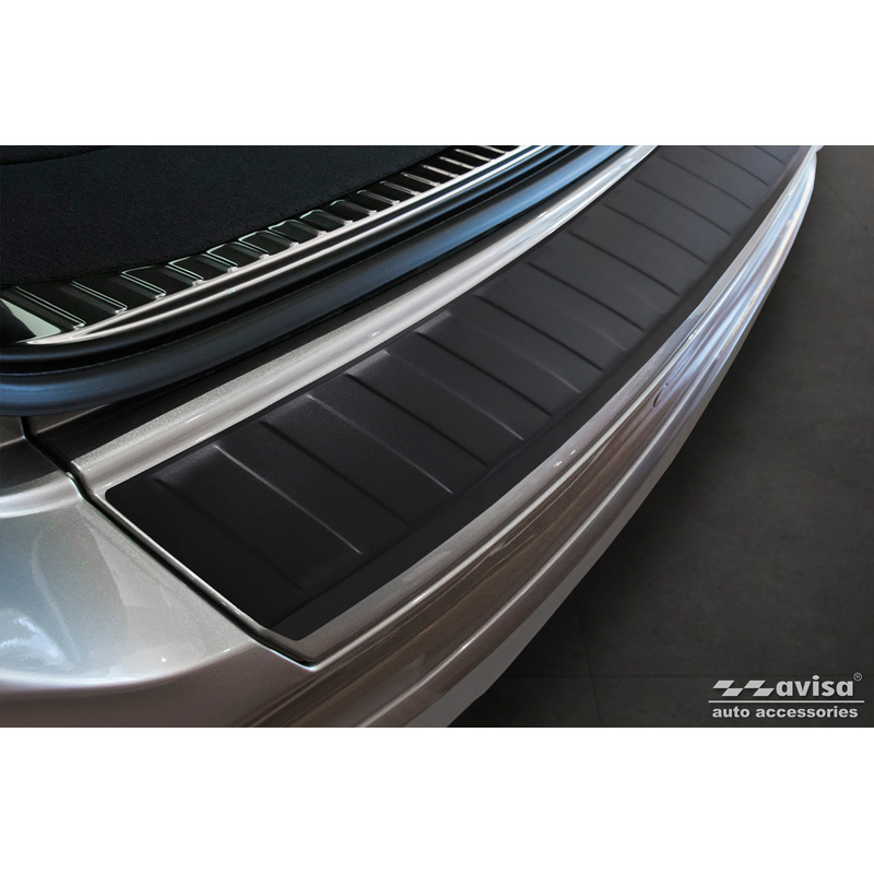 Protection de seuil arrière inox noir mat sur mesure pour Volvo XC60 Facelift 2013-2017 'Ribs'