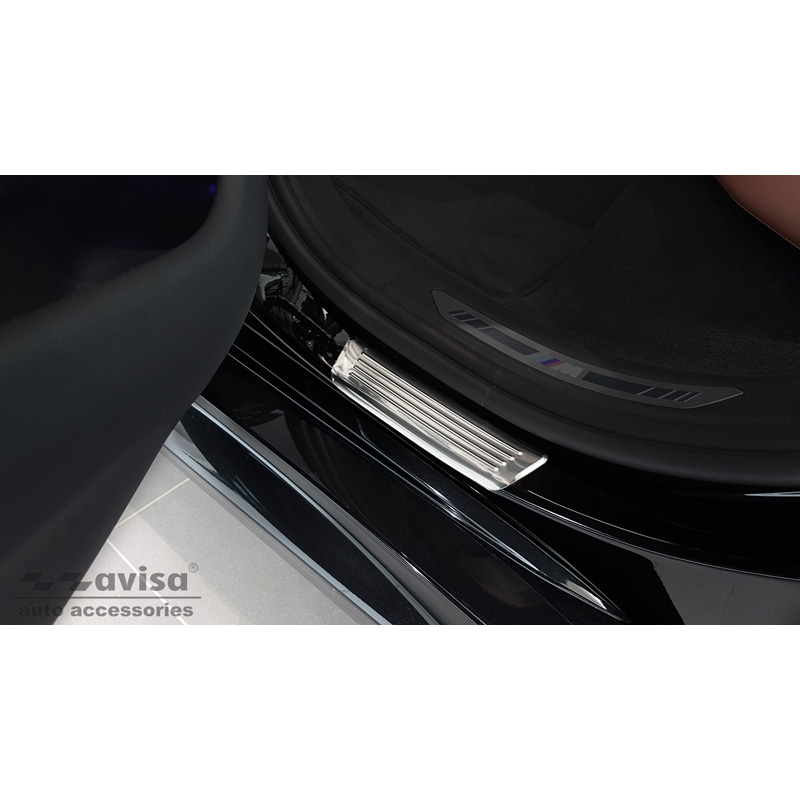 Seuils de portes inox sur mesure pour BMW X6 (G06) 2019- 'Lines' - 4-pièces