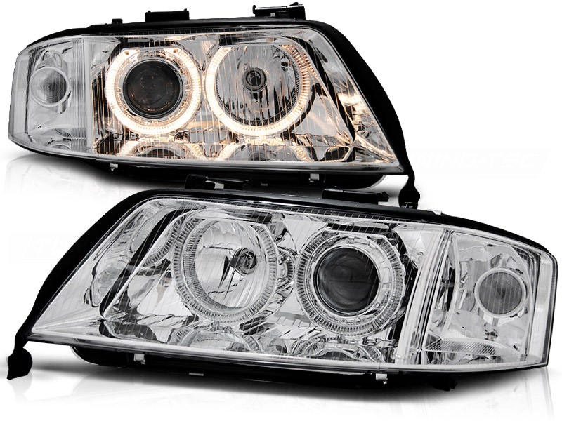 Phares Audi A6 97-98 Angel Eyes chrome pour les Orgineel Xenon