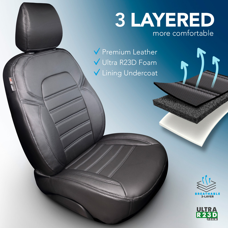 New York Design Housses de siège en cuir artificiel 1+1 sur mesure pour Mercedes Vito 2003-2014