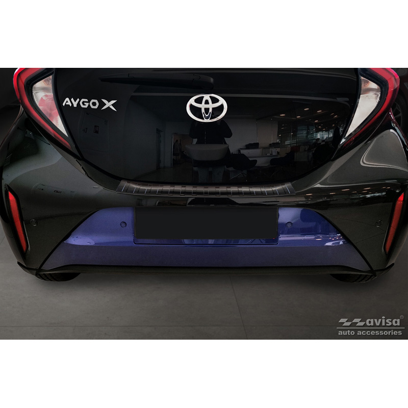 Protection de seuil arrière inox sur mesure pour Toyota Aygo X 2022- 'Ribs'