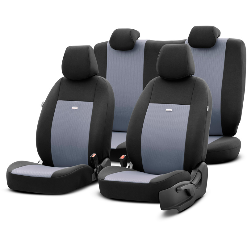 otoM Housse de sièges universel en textile 'SelectedFit Flex' Noir/Gris - 10-pièces - adapté aux Side-Airbags