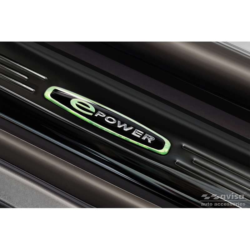 Seuils de portes inoxydable noir luisant sur mesure pour Tesla Model S 2012-2016 & Facelift 2016- 'E-Power' - 4-pièces