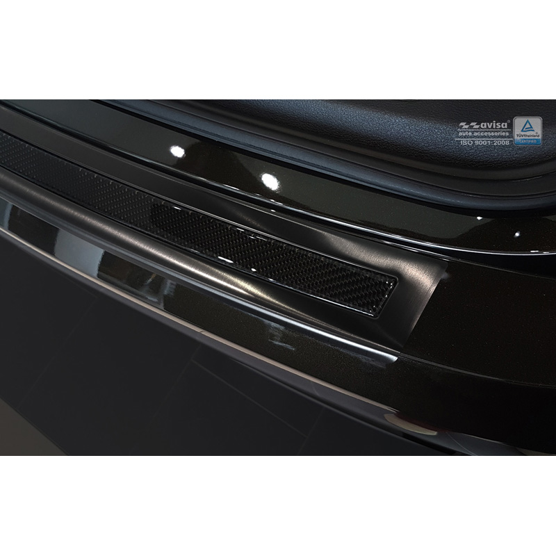 Protection de seuil arrière inox 'Deluxe' sur mesure pour BMW X6 F16 2014-2019 Noir/Carboné noir excl. Paquet-M