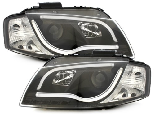 Headlights fits Audi A3 8P 03-08 Tube Light LED chome