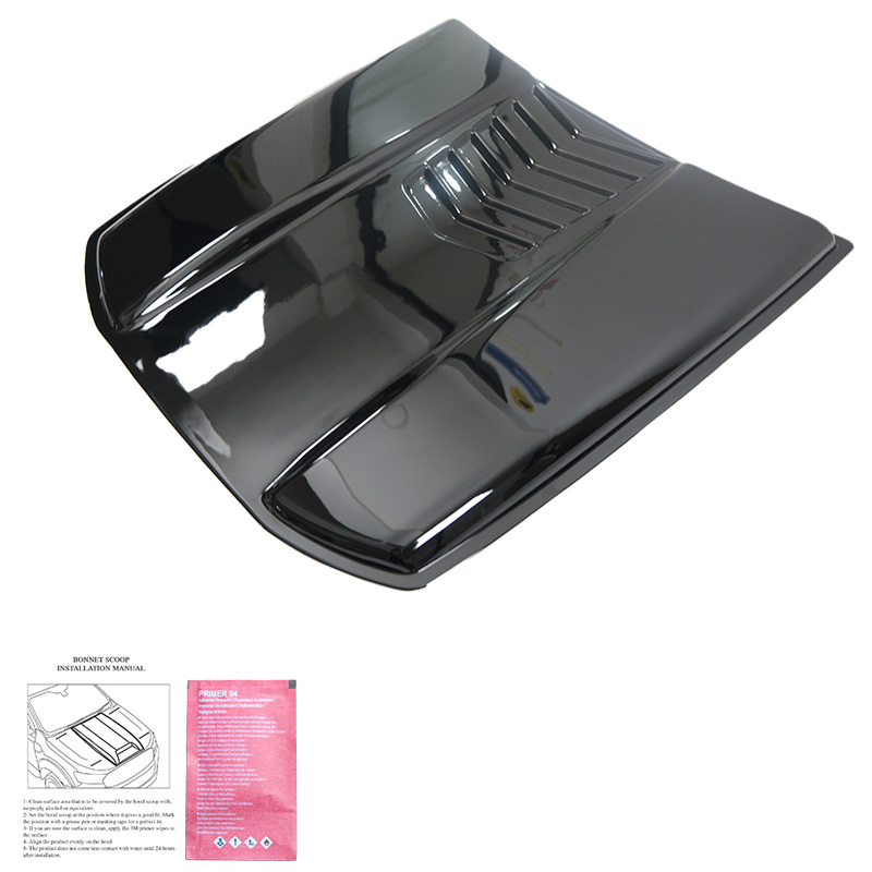 Écope de capot sur mesure pour Volkswagen Amarok MK1 2010-2022 & Nissan Navara D40 2005-2010 - Noir brillant