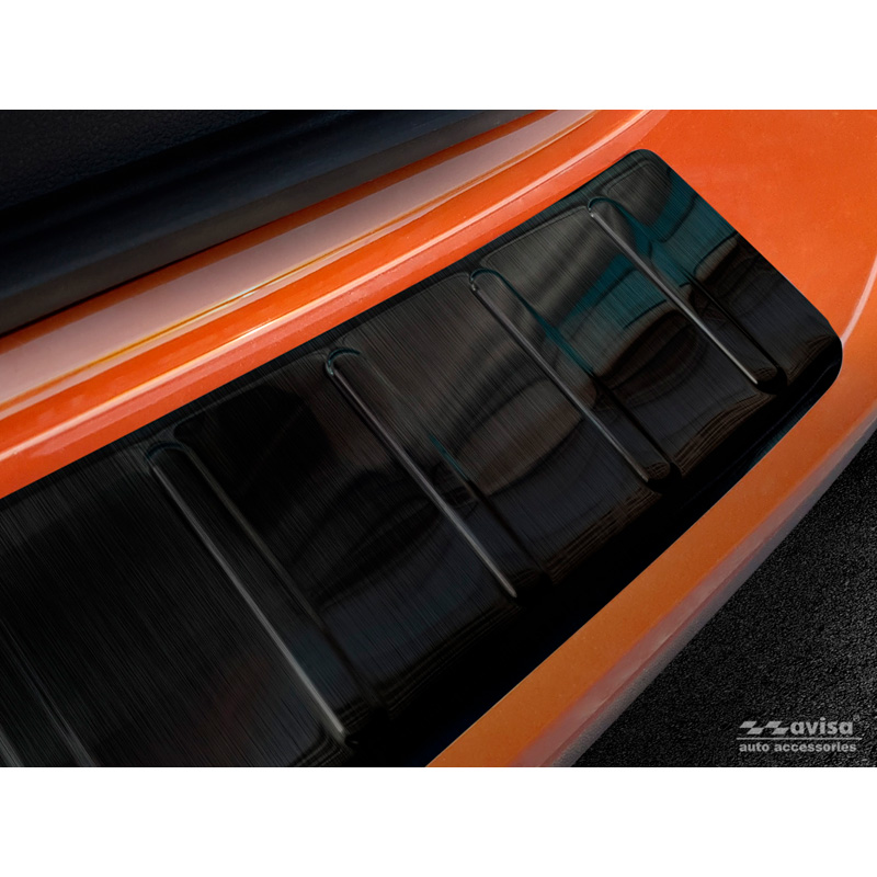 Protection de seuil arrière inox noir sur mesure pour Volkswagen T-Cross 2019-2024 & FL 2024- 'Ribs'