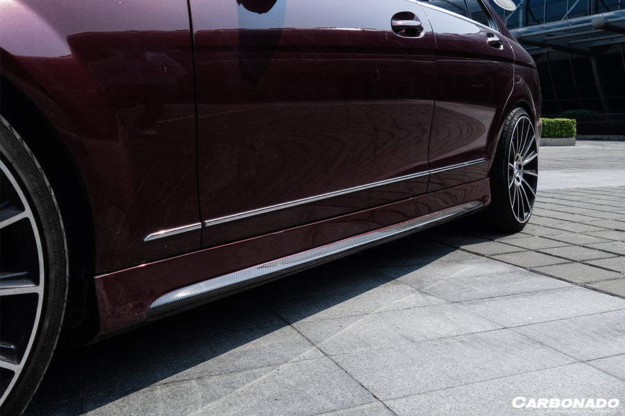 Mercedes Benz C Class W204 Sedan P Style Carbon Zijskirts 2008-2014